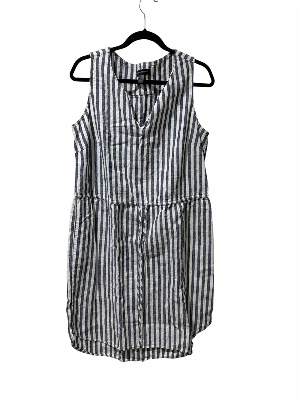 Ashley Stewart Blue & White Striped Sleeveless Linen Blend Dress – Size 14